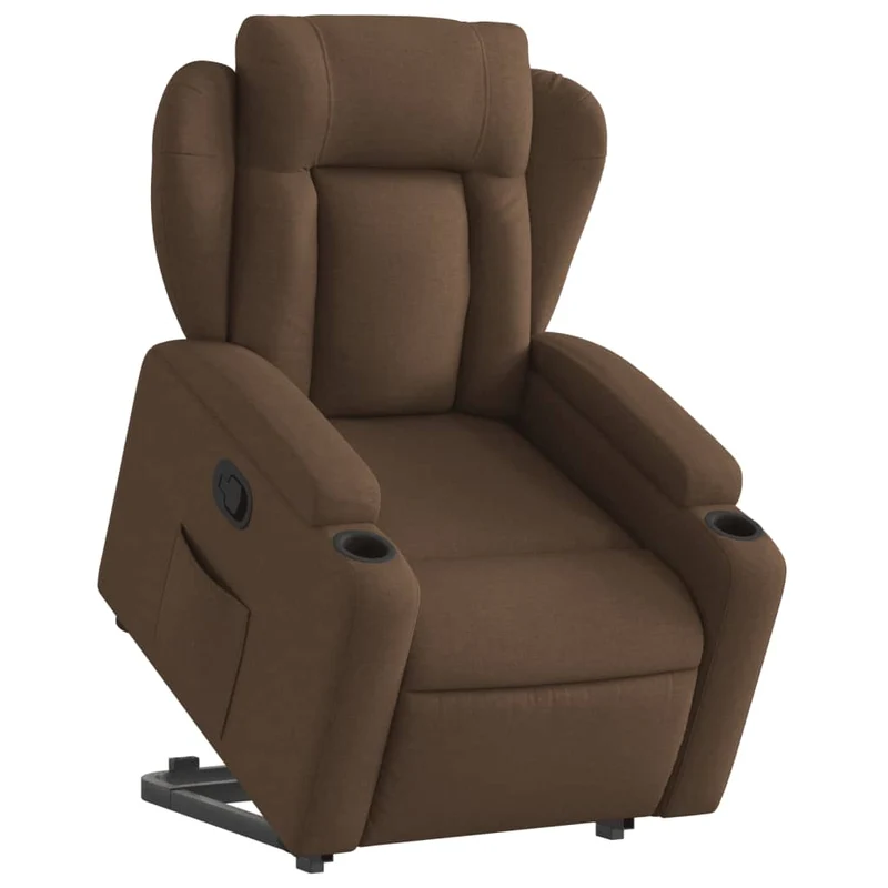 Fauteuil relax TV rembourrage confortable fonction de levage électrique en tissu marron DEC028037