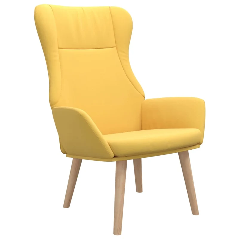Fauteuil lounge chaise de canapé design moderne en tissu jaune moutarde DEC026708
