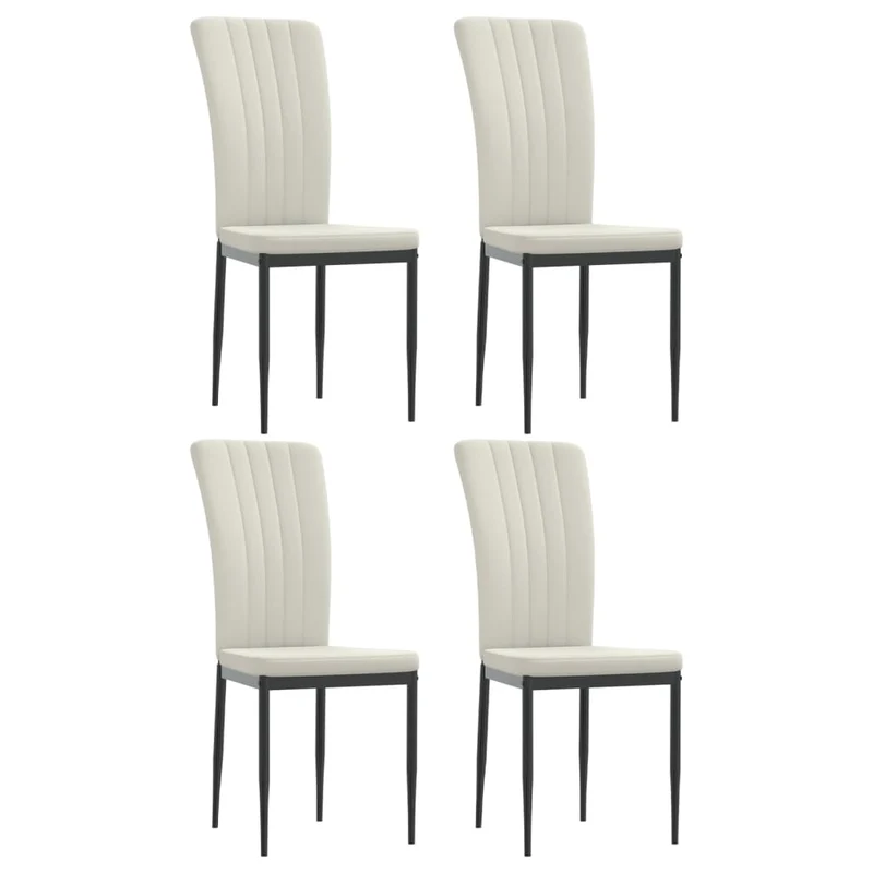 Set de 4 chaises de salle à manger coutures verticales en tissu velours crème DEC025620