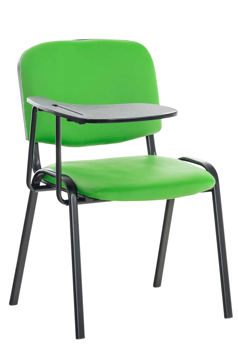 Chaise visiteur avec petite table rabattable pupitre en synthétique vert support métal noir BUR10654