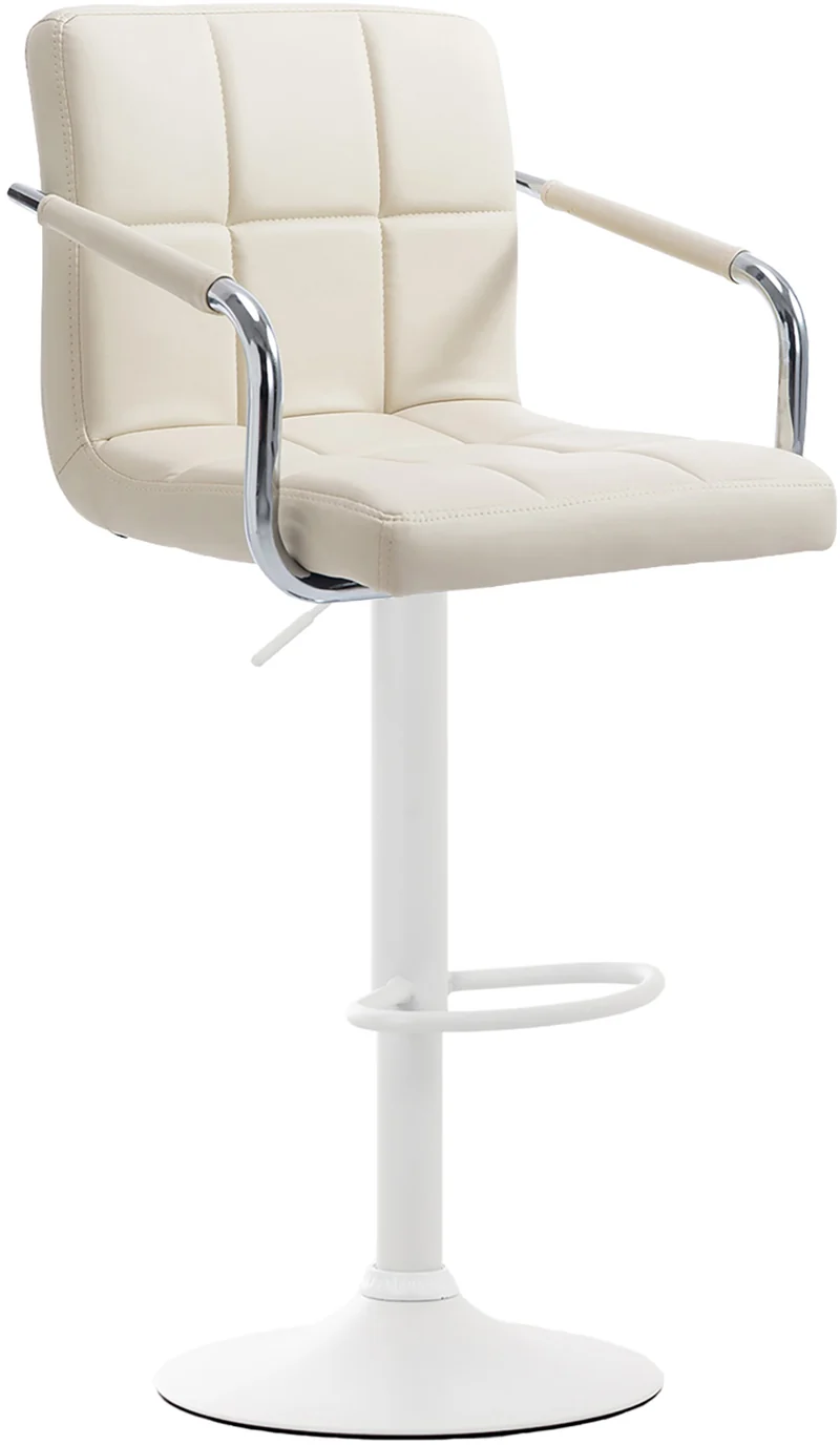 Tabouret de bar x1 repose-pieds en synthétique crème pieds trompette en métal blanc mat TDB10525
