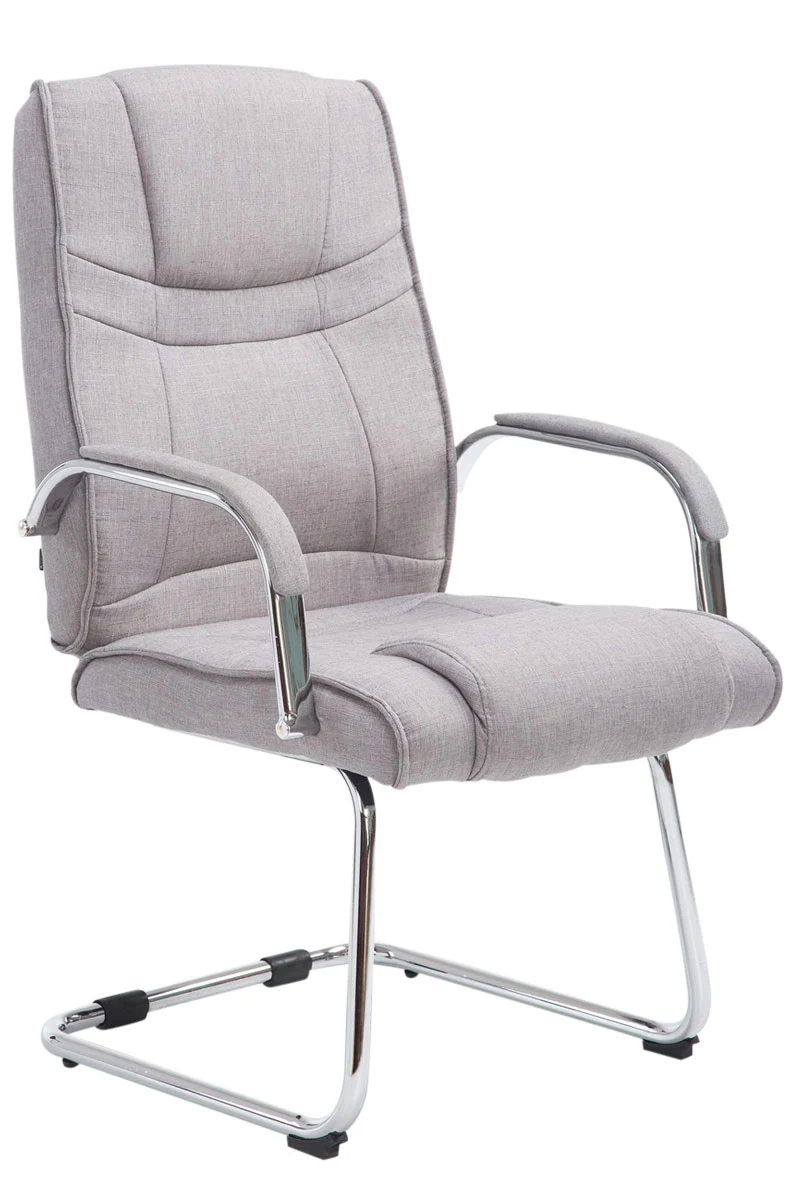 Fauteuil de bureau sans roulettes accoudoirs chaise visiteur charge maximale 180 kg en tissu gris cadre en métal BUR10719