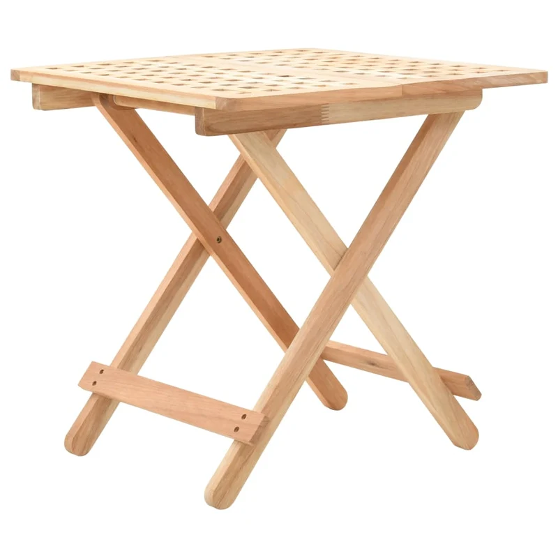 Table d'appoint pliable 50 x 50 x 49 cm bois de noyer massif beige DEC032517