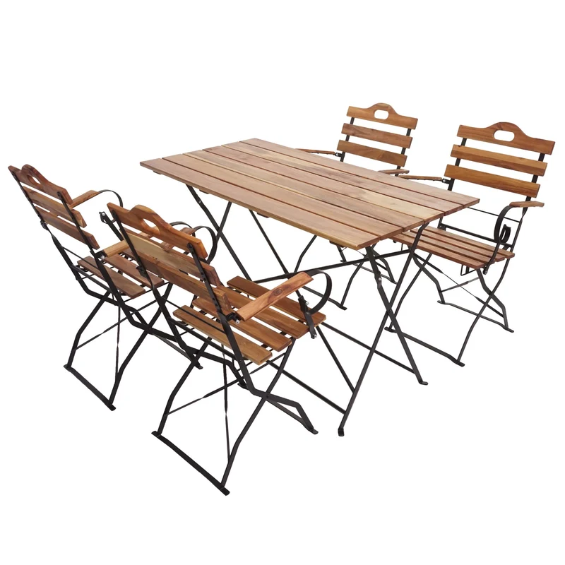 Table avec 4 chaises pliable de jardin terrasse balcon 04_0006693