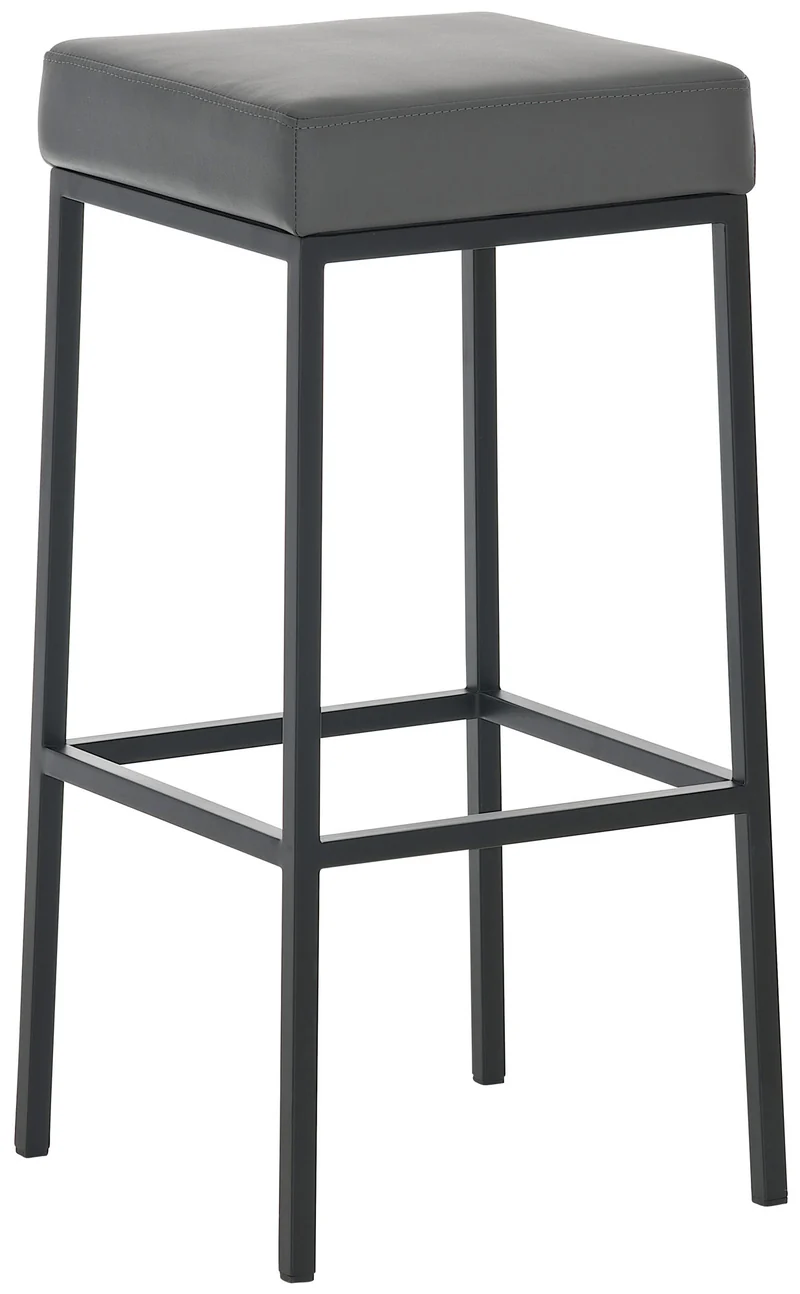 Tabouret de bar design moderne en synthétique gris pieds forme carré métal noir mat 10_0000031