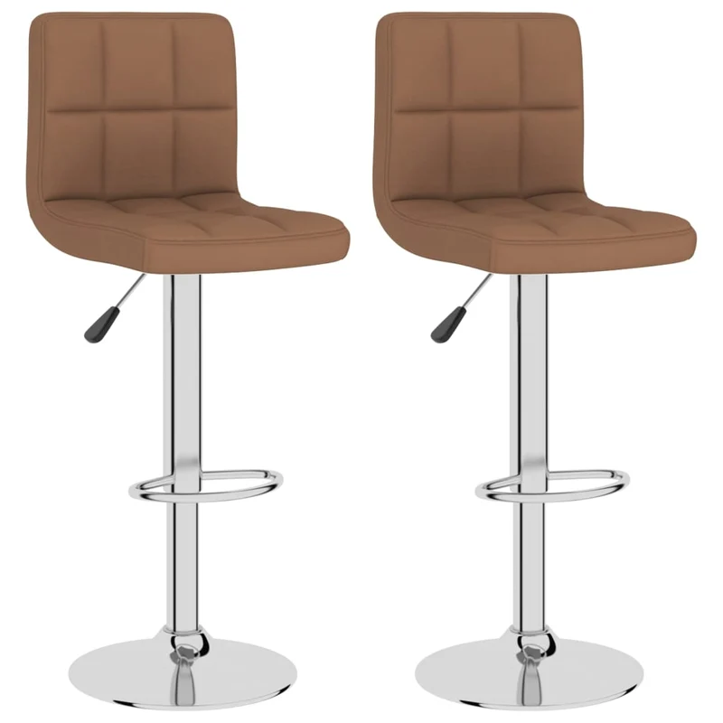 Lot de 2 tabourets de bar chaises hautes en tissu marron cadre en acier DEC029778