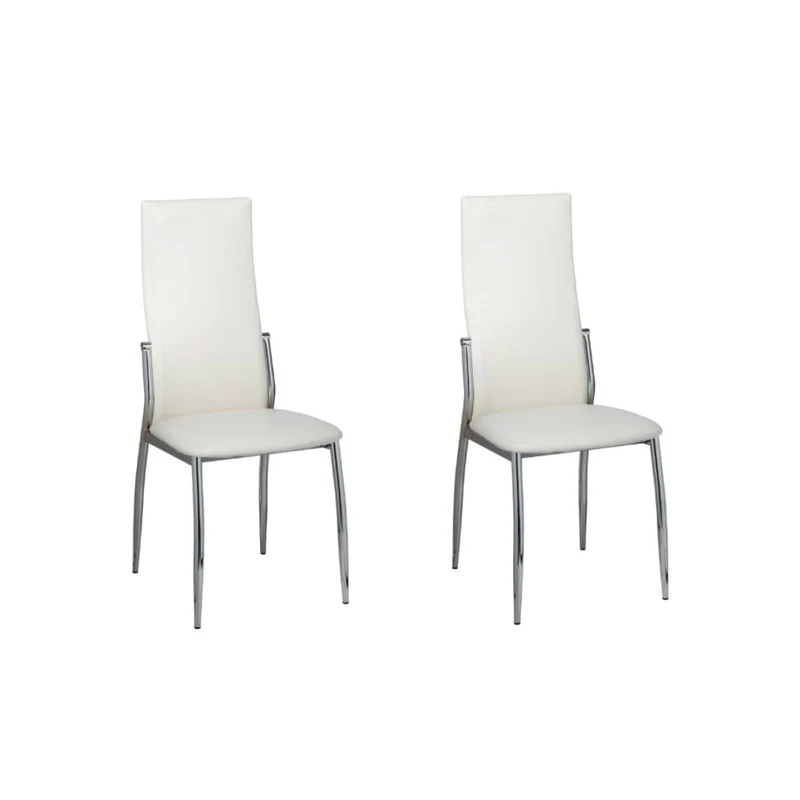 Set de 2 chaises de salle à manger cuisine design classique en PVC blanc DEC025478