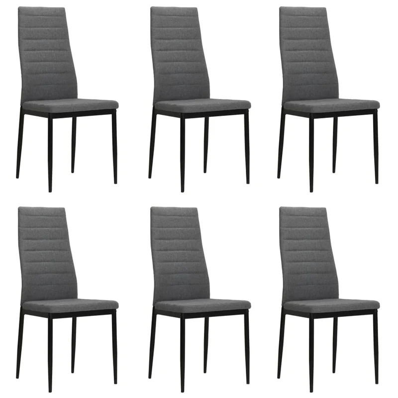 Lot de 6 chaises de salle à manger cuisine design contemporain tissu gris clair CDS022406