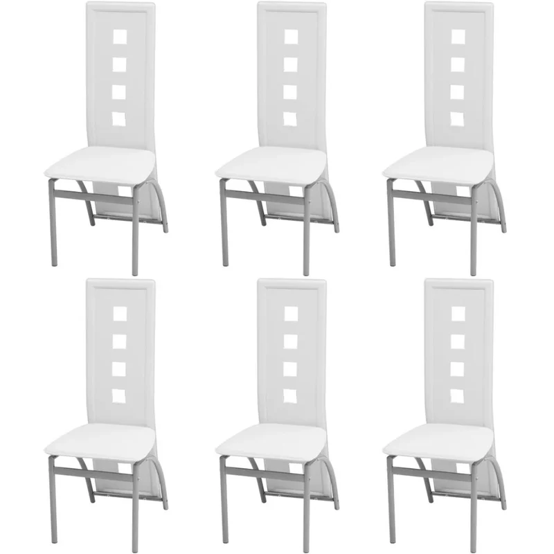 Lot de 6 chaises de salle à manger cuisine style moderne en synthétique blanc CDS022177