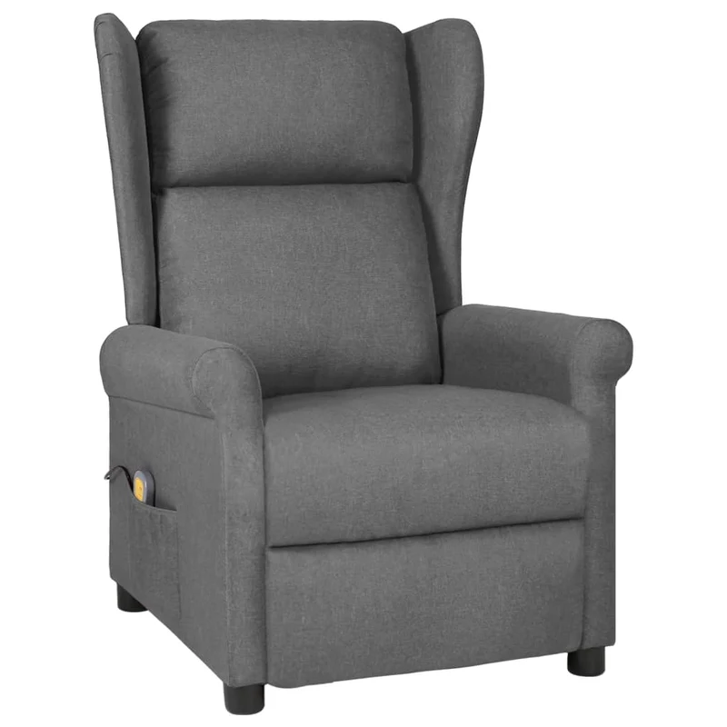 Fauteuil de relaxation avec fonction massage inclinaison manuelle en tissu gris clair DEC029200