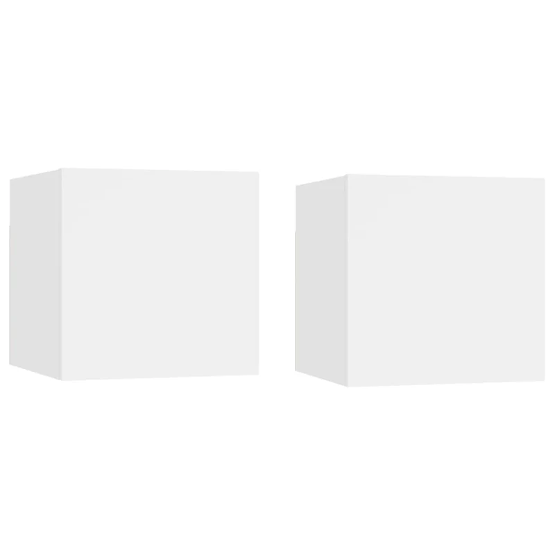 Lot de 2 tables de chevet mural avec compartiment avec porte 30,5 x 30 x 30 cm bois d'ingénierie blanc DEC034849