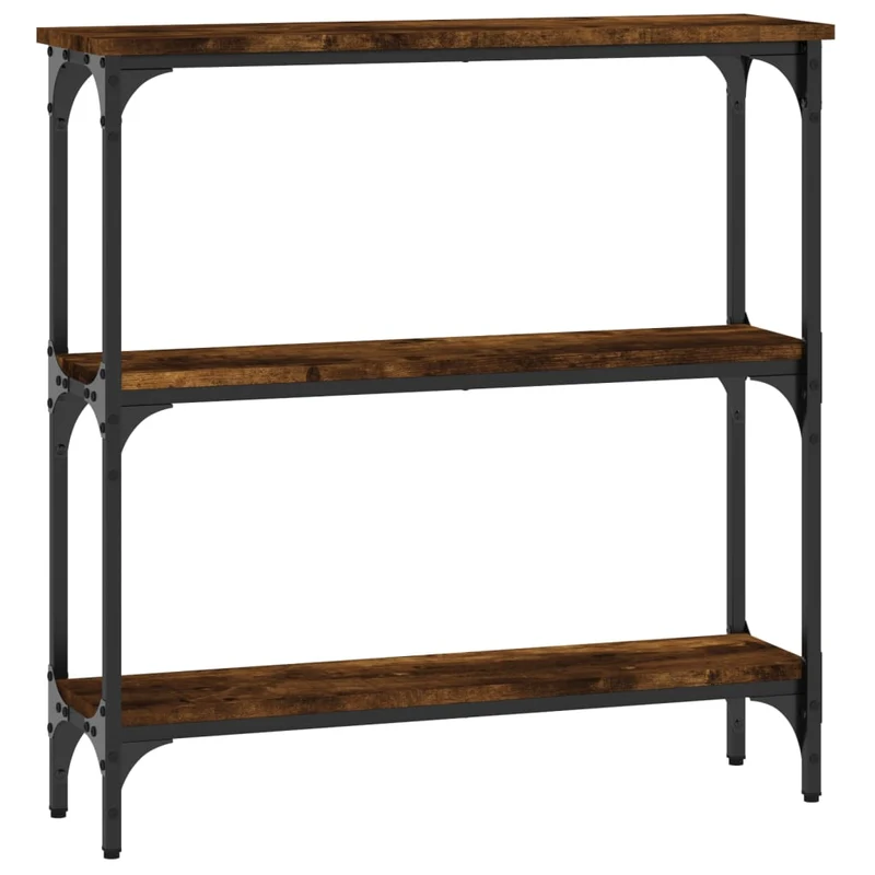 Meuble d'entrée table console design élégant avec étagères 75 x 22,5 x 75 cm bois d'ingénierie marron et métal DEC031803