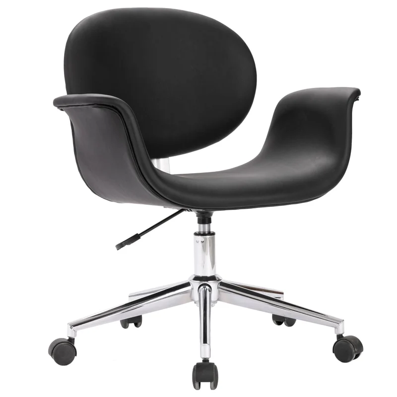 Chaise pivotante de salle à manger design contemporain synthétique noir CDS020098