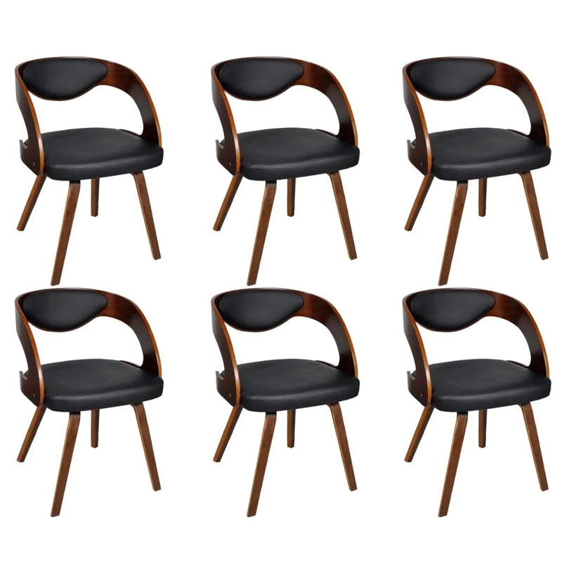 Lot de 6 chaises de salle à manger cuisine design intemporel synthétique marron CDS022590
