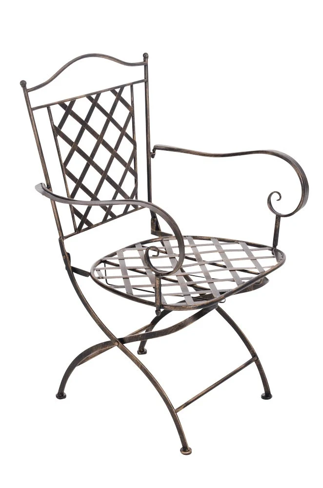 Chaise de jardin en fer forgé bronze vieilli avec accoudoir MDJ10071
