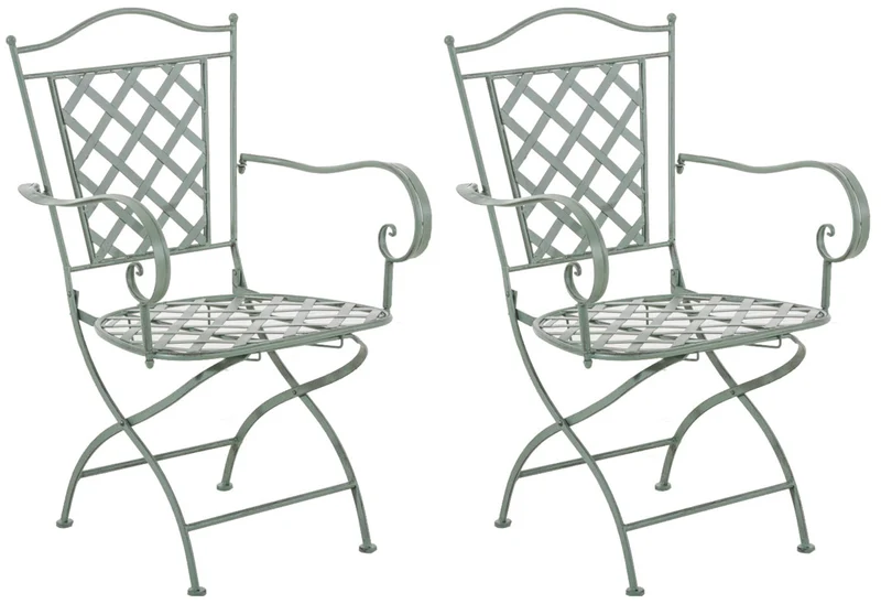 Lot de 2 chaises de jardin Adara Fer galvanisé métal vert antique 10_0002859