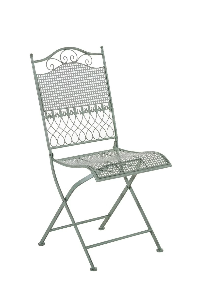 Chaise de jardin en fer forgé vert vieilli MDJ10024