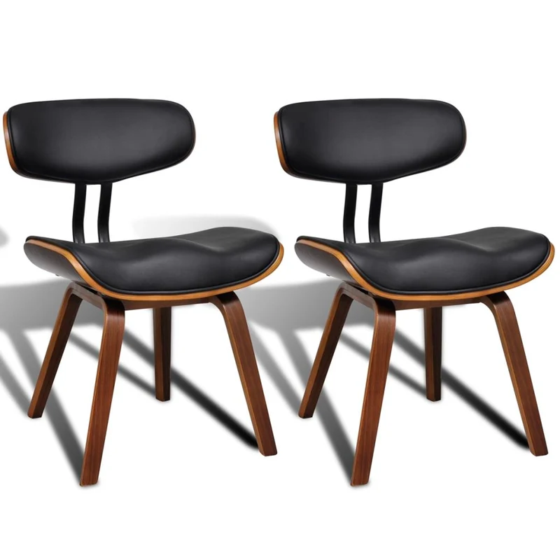 Lot de 2 chaises de salle à manger cuisine design moderne et simple bois courbé et synthétique CDS020271