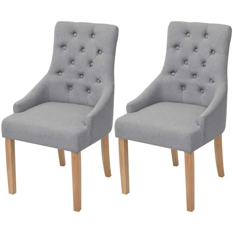 Lot de 2 chaises de salle à manger cuisine style moderne en tissu gris clair CDS020481