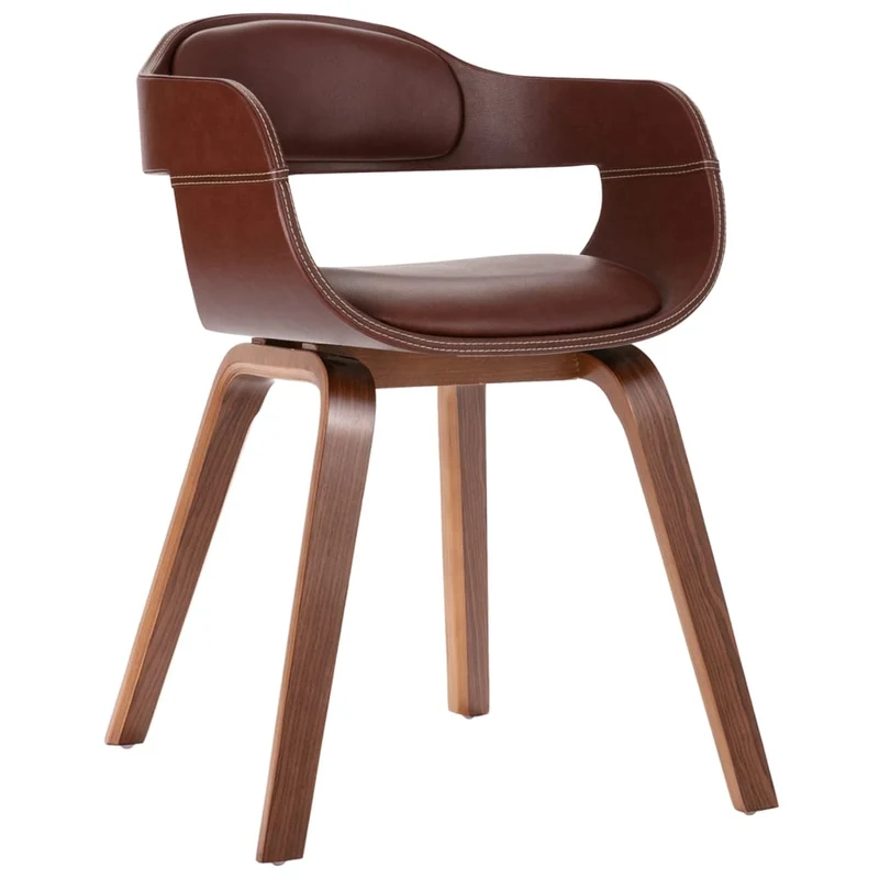 Chaise de salle à manger design moderne bois courbé et synthétique marron CDS020049