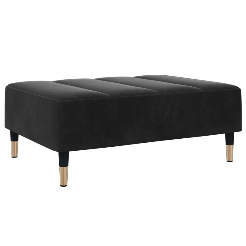 Repose-pieds tabouret bout de lit 77 x 55 x 31 cm velours noir DEC030523