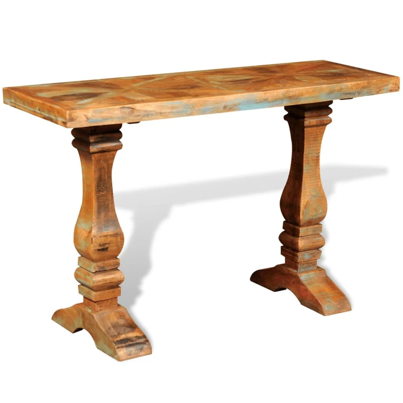 Table console d'entrée fonctionnel et stylé en bois de récupération massif coloré DEC031740