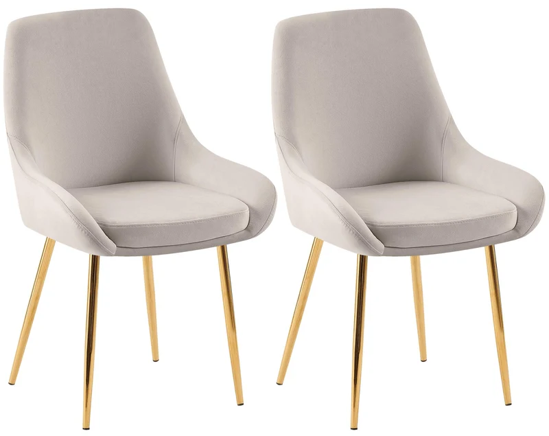 Lot de 2 chaises de salle à manger élégance confort design moderne en velours gris structure métallique doré 10_0007690