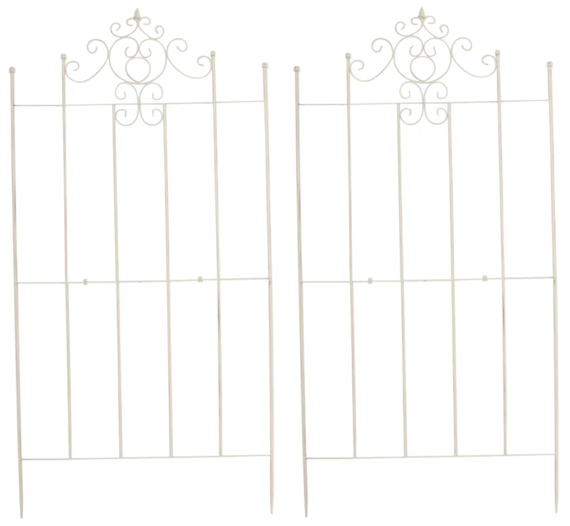 Lot de 2 treillis support pour plantes grimpantes métal crème vieilli 10_0003845