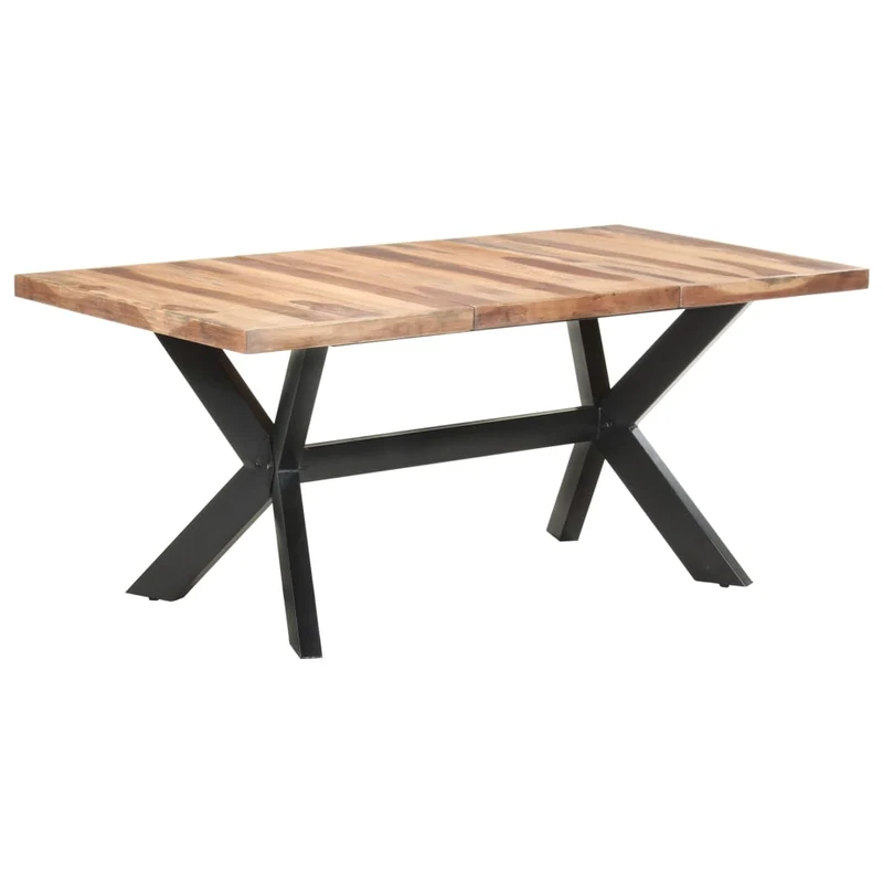 Table de salle à manger design industriel 180 x 90 x 75 cm bois d'acacia avec finition miel et acier DEC036620