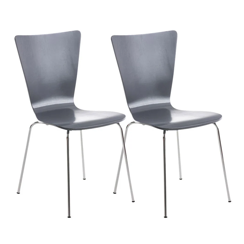 Lot de 2 chaises de cuisine salle à manger empilable en bois gris et structure stable à quatre pieds en métal 10_0003080