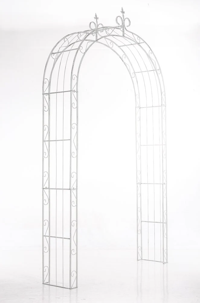 Arche à rosiers pour jardin revêtue de fer hauteur 260 cm blanc vieilli MDJ10117