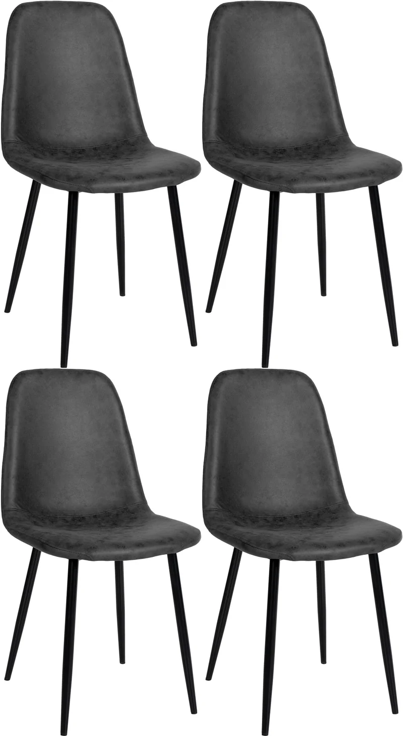 Lot de 4 chaises de salle à manger design moderne avec pieds en métal noir assise PVC noir 10_0001823