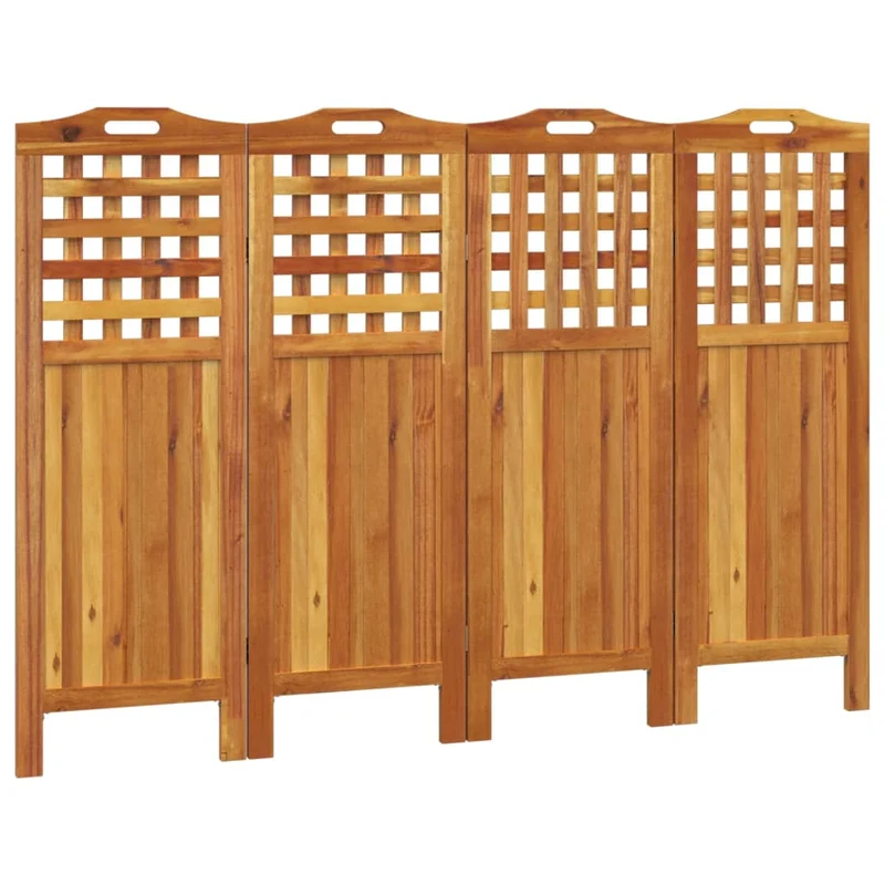 Paravent séparateur de pièce cloison 4 panneaux 162x2x115 cm bois d'acacia marron DEC030820