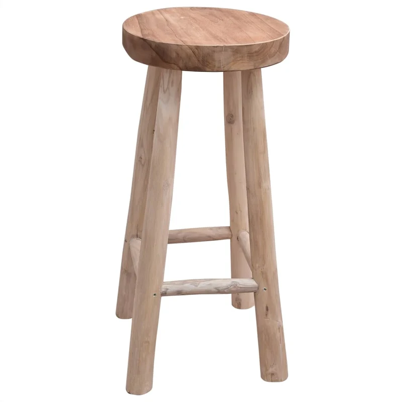 Tabouret de bar x1 chaise haute avec repose-pieds design rustique en bois de teck hauteur 76 cm DEC029316