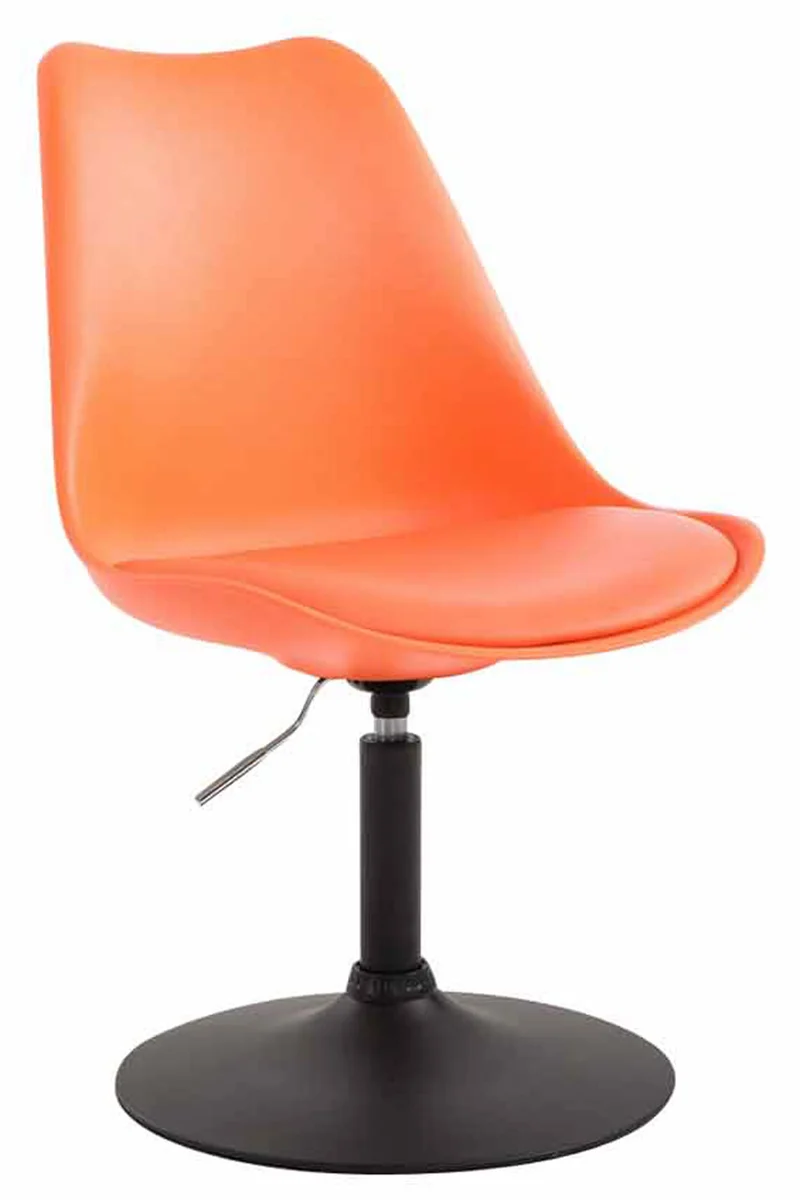 Chaise de salle à manger x1 pivotante hauteur réglable en plastique orange et pied trompette en métal chromé 10_0003764