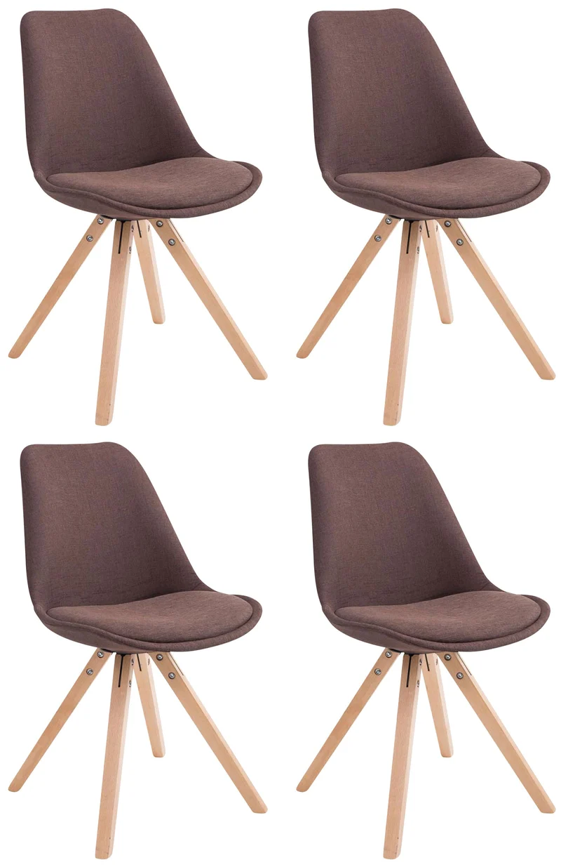 Lot de 4 chaises de salle à manger design scandinave en tissu marron et pieds en bois clair forme carré 10_0003201