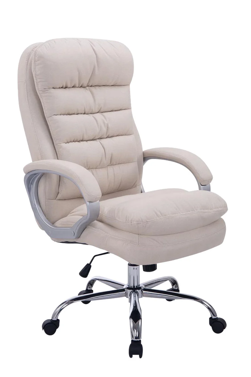 Fauteuil de bureau ergonomique et confortable jusqu'à 235 kg en tissu crème et métal chromé 10_0002402