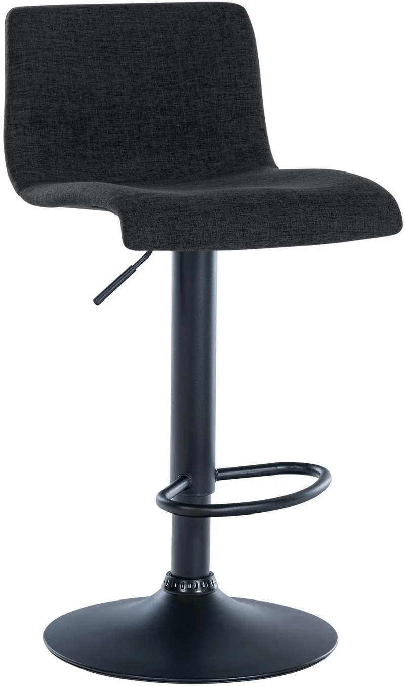 Tabouret de bar x1 design simple avec repose-pieds en tissu noir pieds en métal noir 10_0004559