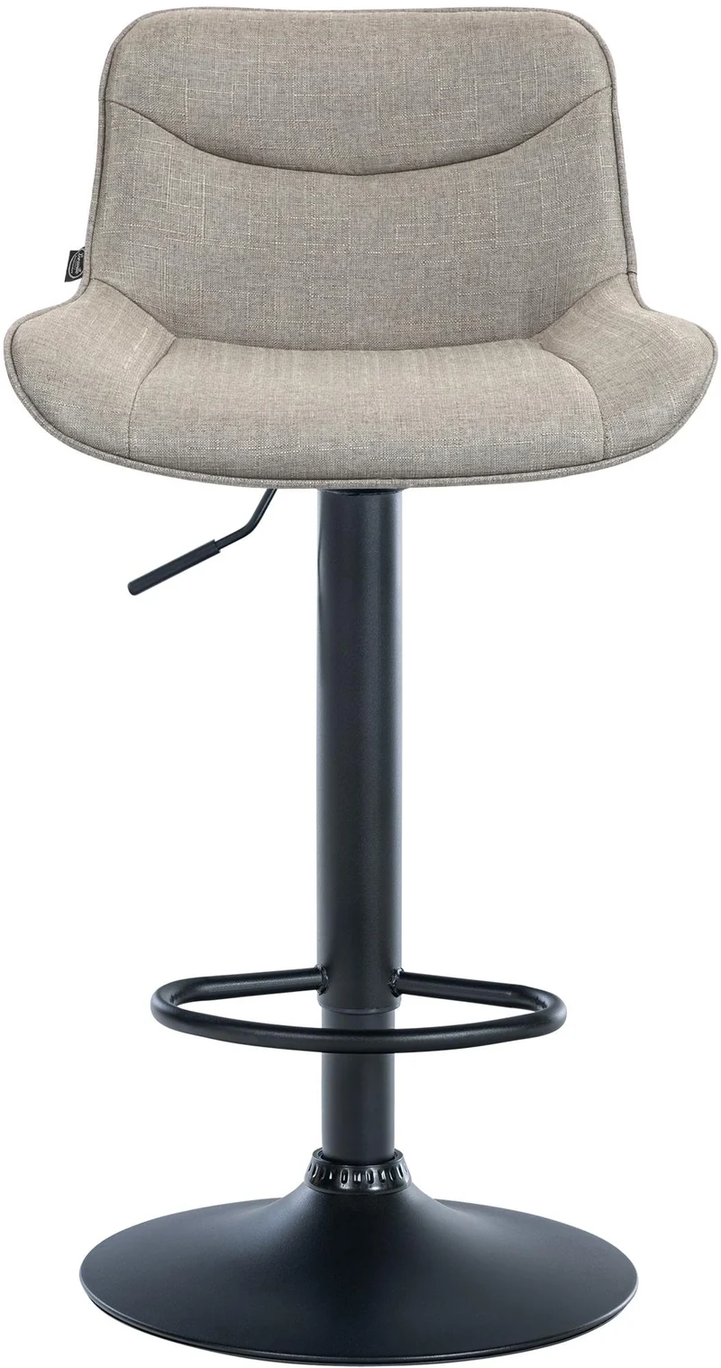 Tabouret de bar x1 pivotant forme ergonomique surpiqûres décoratives en tissu taupe cadre en métal noir 10_0005765