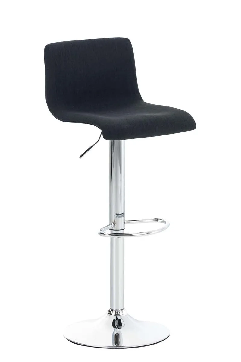Tabouret de bar x1 avec repose-pieds pivotant dossier incurvé en tissu noir et métal chromé 10_0004969