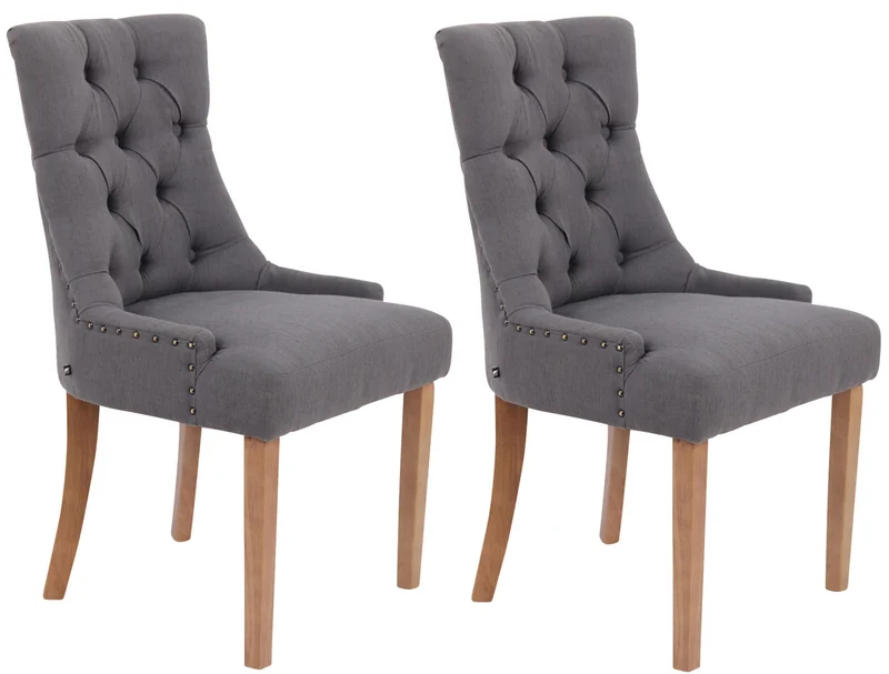 Lot de 2 chaises de salle à manger avec boutons décoratives assise en tissu gris foncé 10_0001525