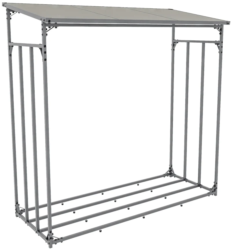 Range-bûches étagère support bois de cheminée 165x165 cm en aluminium laqué anthracite 10_0003585