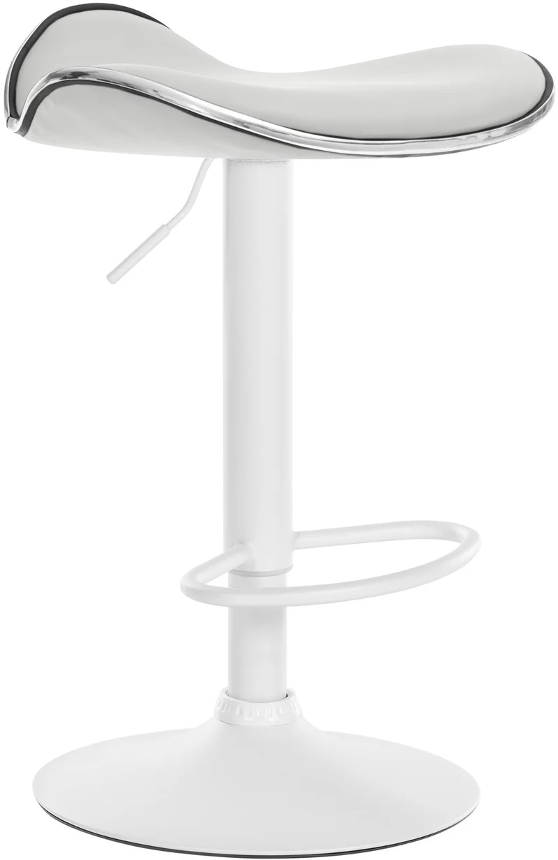 Tabouret de bar x1 assise ergonomique en PVC blanc pied en trompette en métal blanc 10_0005387