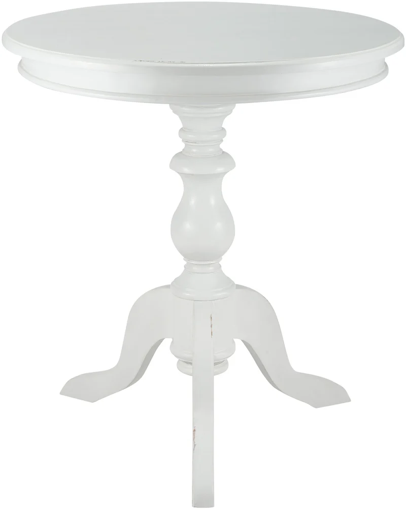 Table d'appoint en bois de mindi blanc antique Ø 70 cm style maison de campagne 10_0009190
