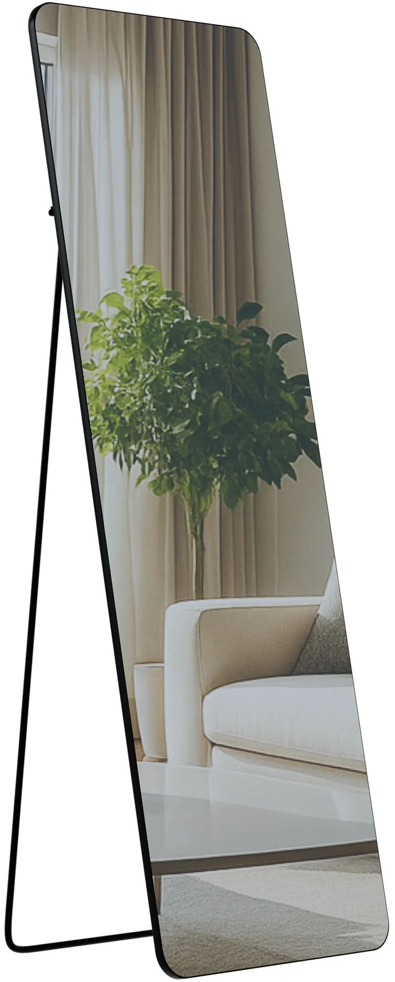 Miroir sur pied ou mural 150 x 50 cm en métal noir style moderne 10_0008393