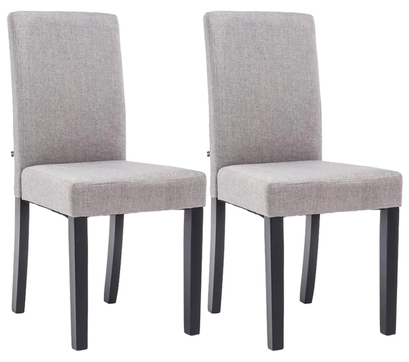 Lot de 2 chaises de salle à manger design moderne en tissu gris clair et pieds en bois noir 10_0001558
