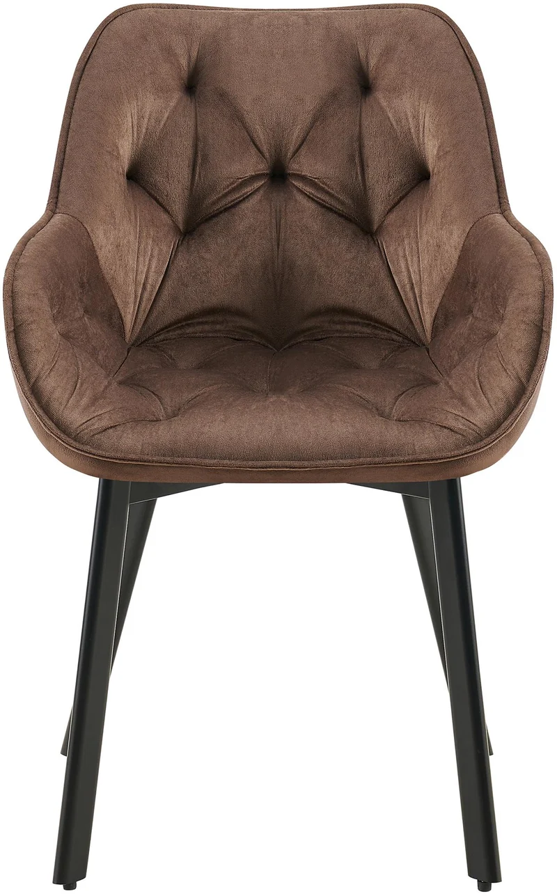 Lot de 2 chaises de salle à manger assise pivotante en velours marron motif matelassé cadre métal 10_0007560