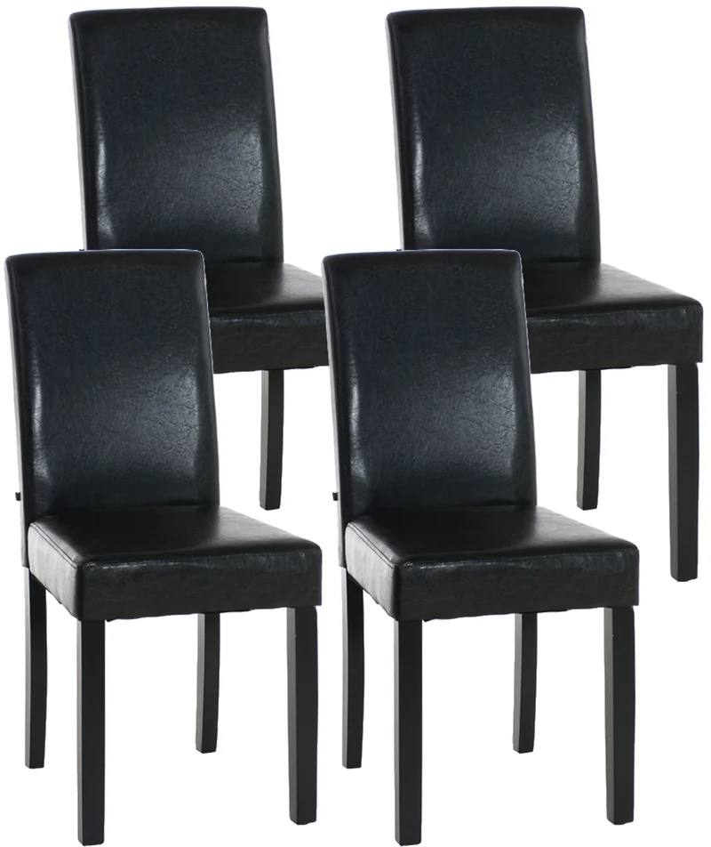 Lot de 4 chaises de salle à manger design moderne confortable en PVC marron et pieds en bois noir 10_0001767