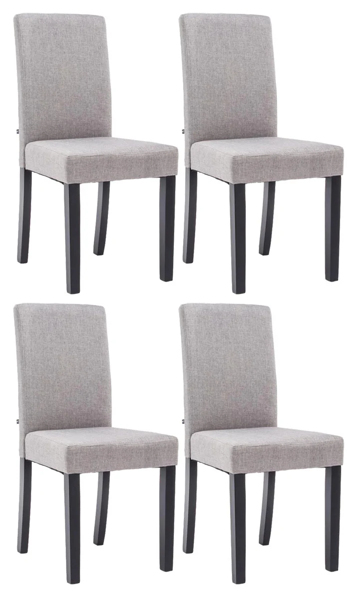 Lot de 4 chaises de salle à manger design classique en tissu gris clair et pieds en bois noir 10_0001774
