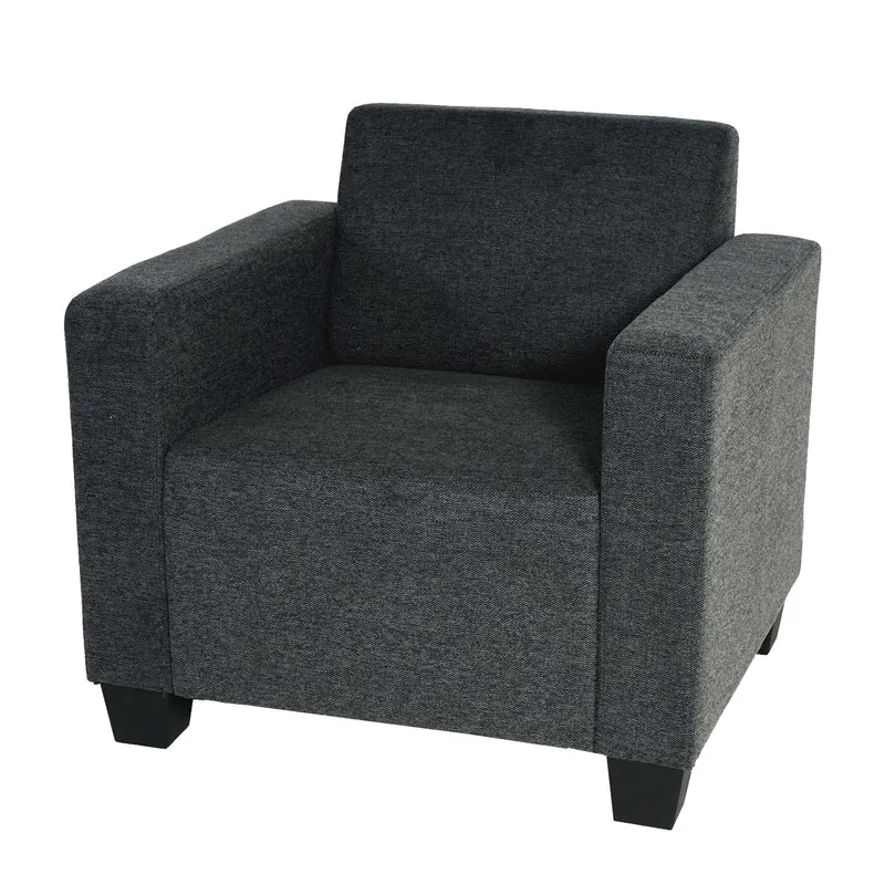 Fauteuil lounge design avec accoudoirs assise rembourrée tissu gris anthracite 04_0003073